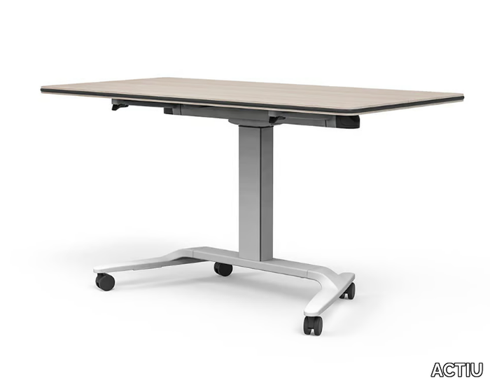 TALENT - Height-adjustable rectangular office desk with casters _ ACTIU