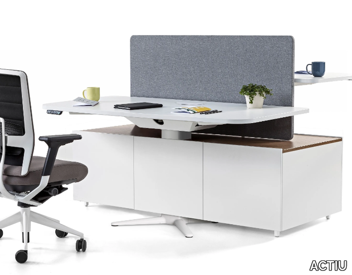 POWER - Multiple melamine office desk with sound absorbing screens _ ACTIU