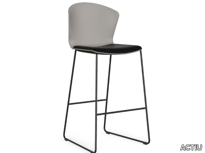 WHASS - Sled base high stool with back _ ACTIU