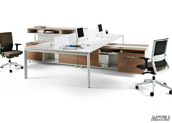 VITAL PLUS SPINE - Sectional workstation desk with drawers _ ACTIU