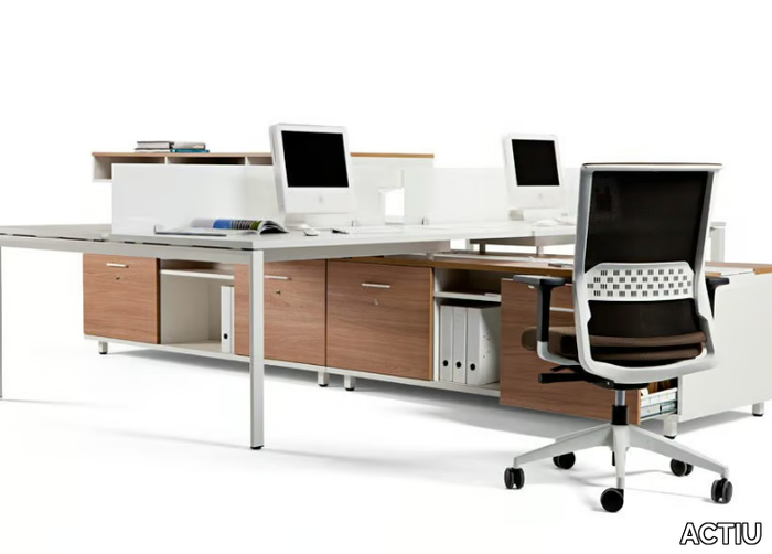 SPINE - Sectional office desk with shelves _ ACTIU