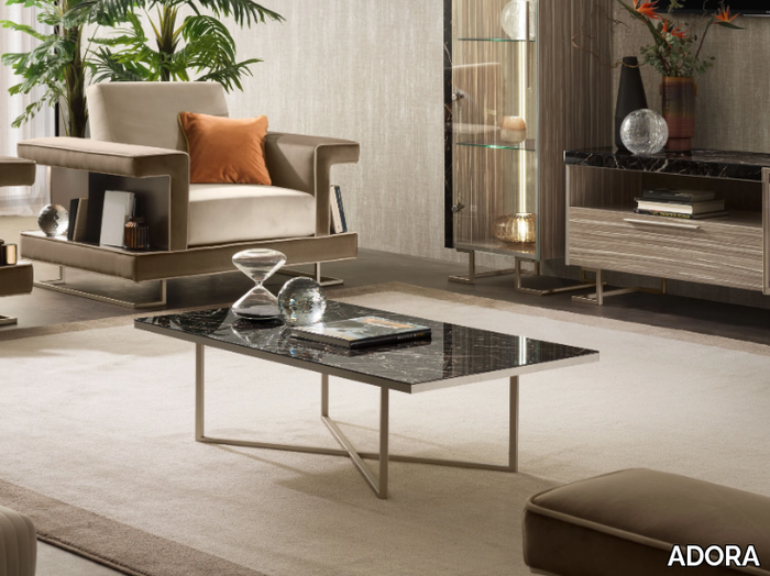 LUCE DARK - Rectangular Portoro marble coffee table _ ADORA