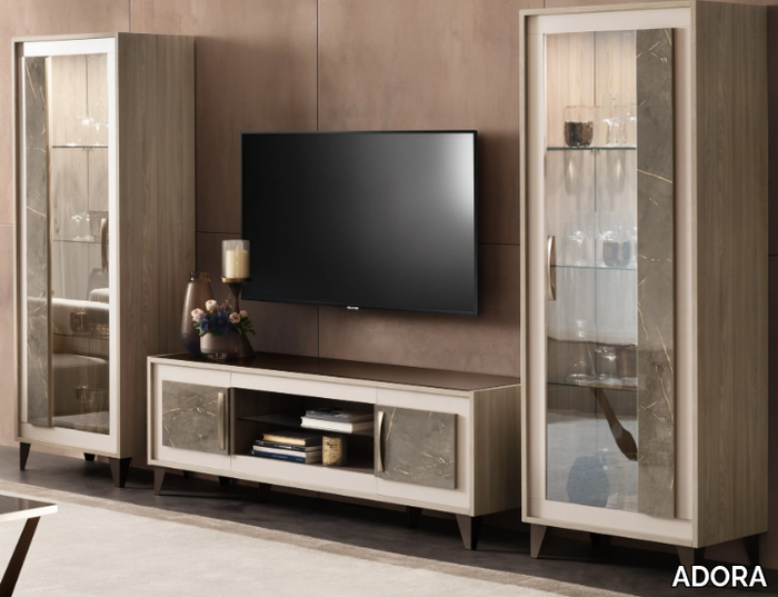 AMBRA - Freestanding wood and glass storage wall _ ADORA