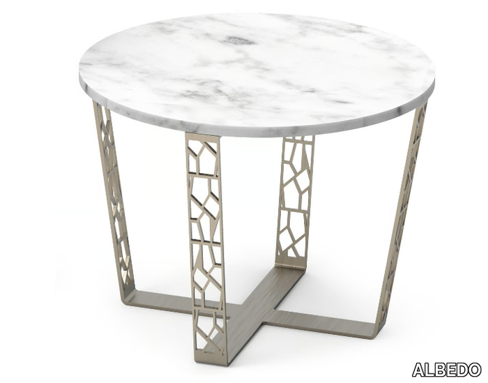 ARABESQUE - Round table in Carrara marble and metal _ ALBEDO