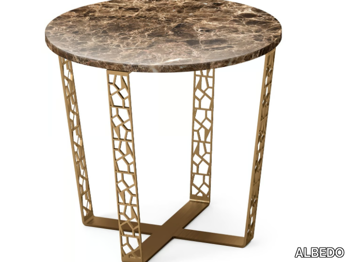 ARABESQUE - Round coffee table in Dark Emperador marble and metal _ ALBEDO