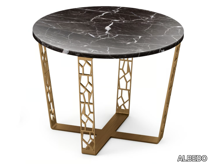 ARABESQUE - Round table in Nero Marquina marble and metal _ ALBEDO