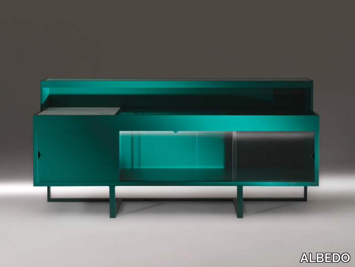 HUDSON 2 - Wood and glass sideboard with sliding doors _ ALBEDO