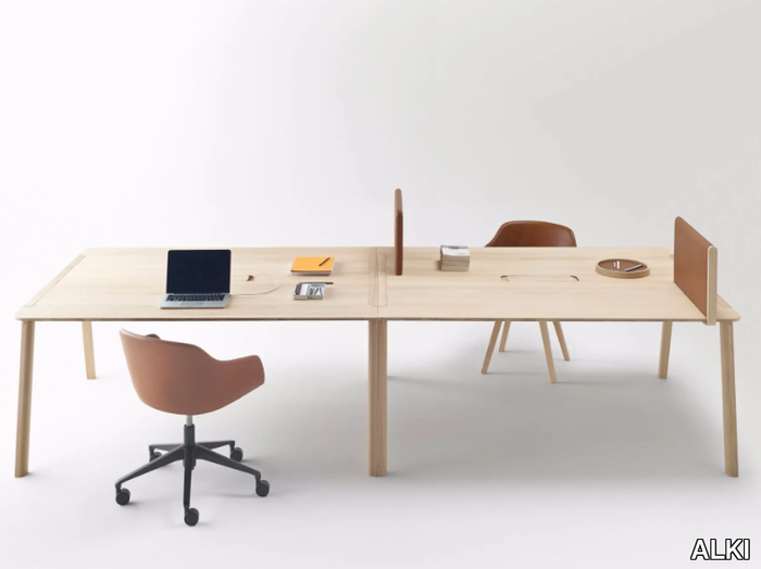 HELDU - Rectangular oak meeting table with cable management _ ALKI