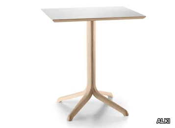 JANTZI - Square oak table with 4-star base _ ALKI