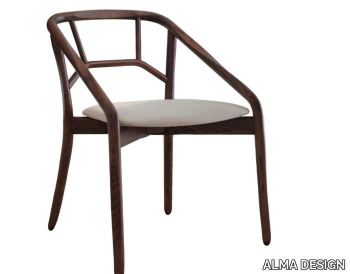 MARNIE - Wooden chair with leather integrated cushion _ ALMA DESIGN