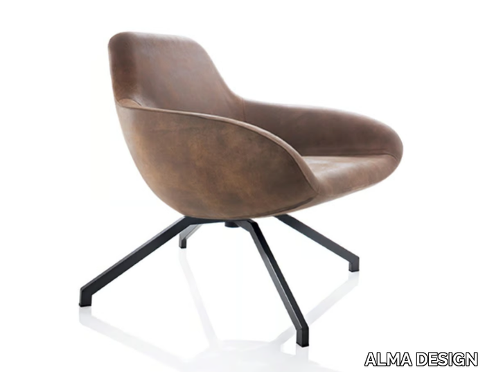 X BIG - Leather armchair with armrests _ ALMA DESIGN