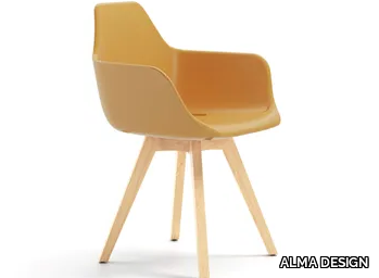 Y WOOD - Chair with polyethylene shell and ash base _ ALMA DESIGN