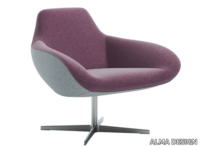 X BIG - Swivel fabric armchair with armrests with 4-spoke base _ ALMA DESIGN