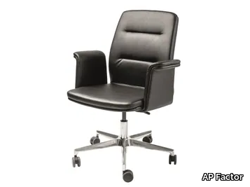 ALASKA - Upholstered leather office chair with 5-Spoke base _ AP Factor