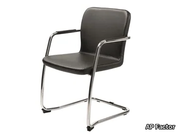 MISSISSIPPI - Cantilever leather reception chair with armrests _ AP Factor