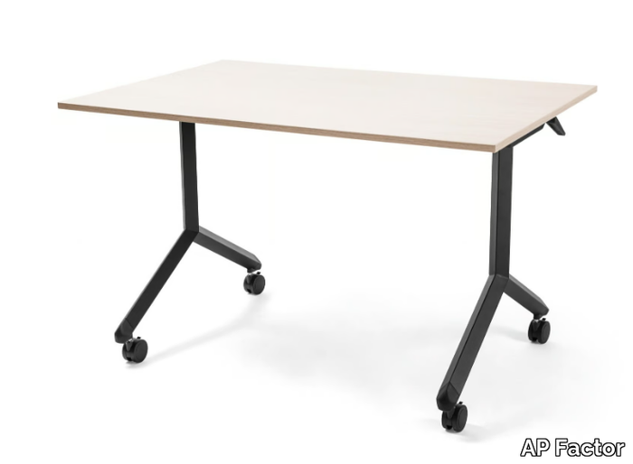 JEFFERSON - Rectangular drop-leaf wooden table with castors _ AP Factor