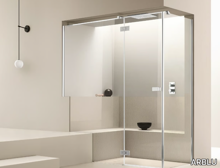 A180 - Corner shower cabin with hinged door _ ARBLU