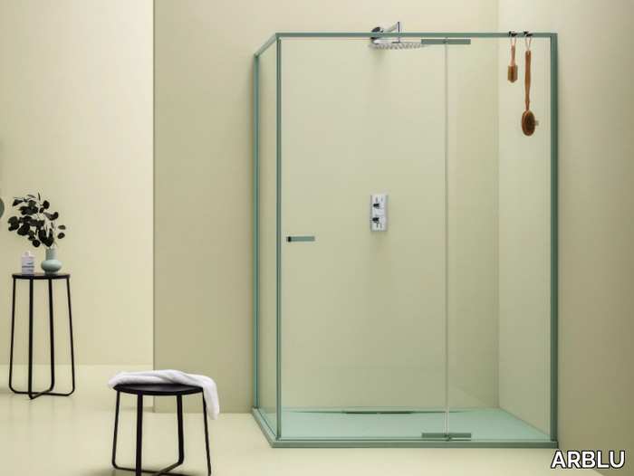 FILO - Rectangular corner shower cabin with hinged door _ ARBLU