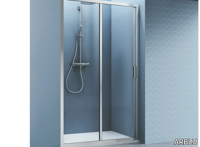 MERCURIO - Niche glass and aluminium shower cabin with sliding door _ ARBLU