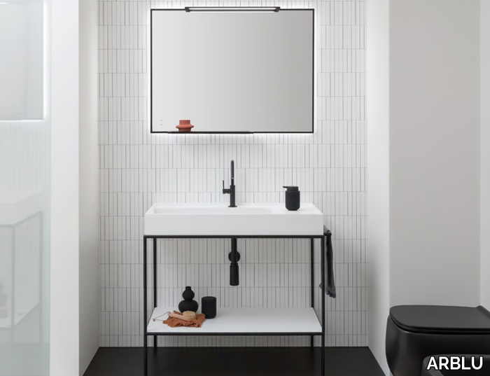 TUBY ANIMÈ - Floor-standing aluminium vanity unit with integrated washbasin _ ARBLU