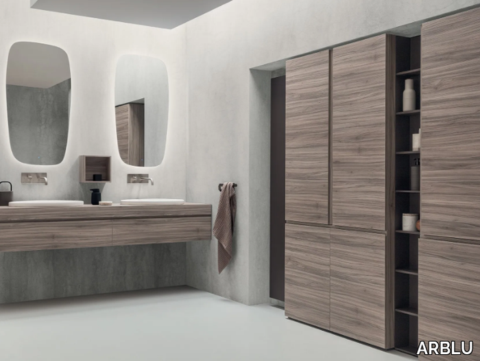 HITO - Double wall-mounted wooden vanity unit with cabinets _ ARBLU