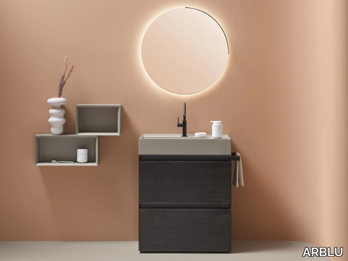 LINEÒ-M - Floor-standing wooden vanity unit with towel rail _ ARBLU