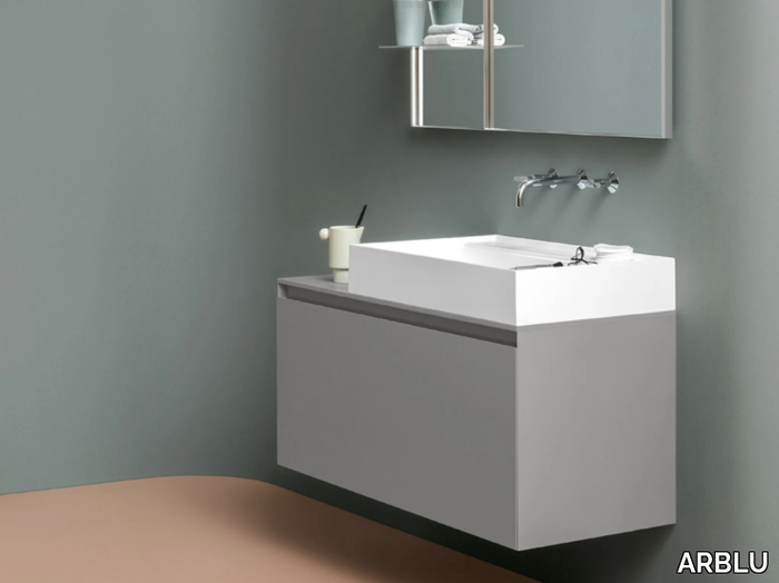 LINEÒ-M - Wall-mounted wooden vanity unit with drawers _ ARBLU