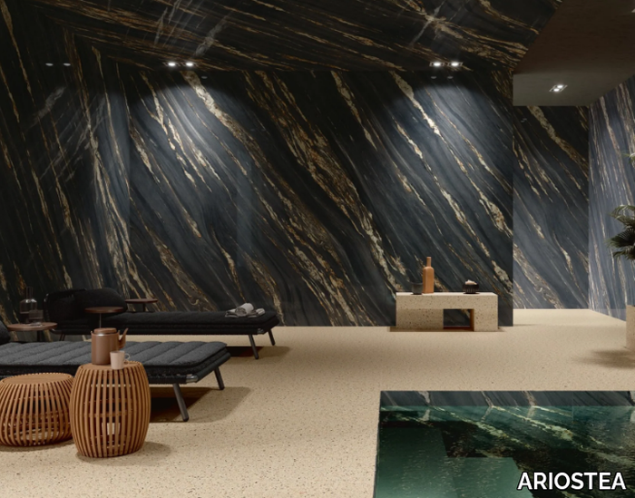 ULTRA MARMI - TROPICAL BLACK - Porcelain stoneware wall/floor slabs with marble effect _ ARIOSTEA