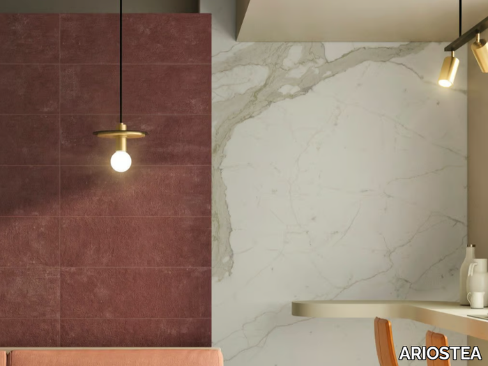 URBAN AMARANTH ACTIVE - Indoor porcelain stoneware wall tiles with concrete effect _ ARIOSTEA