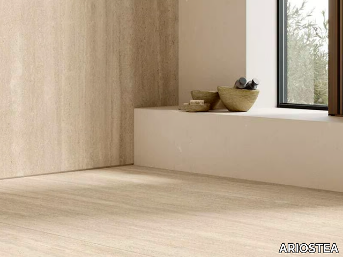 ULTRA MARMI - TRAVERTINO ROMANO - Porcelain stoneware wall/floor slabs with marble effect _ ARIOSTEA