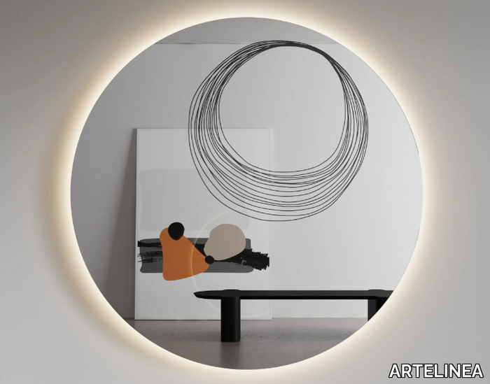 GRAFFI - Round wall-mounted mirror with integrated lighting _ ARTELINEA