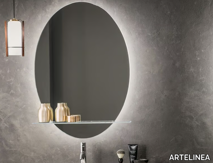 ARGENTO - Oval mirror with crystal shelf _ ARTELINEA