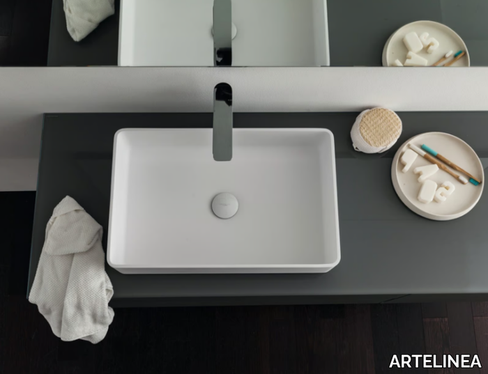 CERAMIC - Countertop rectangular single Ceramilux® washbasin _ ARTELINEA