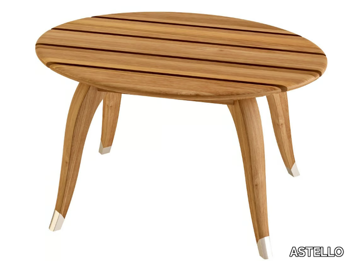 JONQUILLE - Oval teak garden side table _ ASTELLO