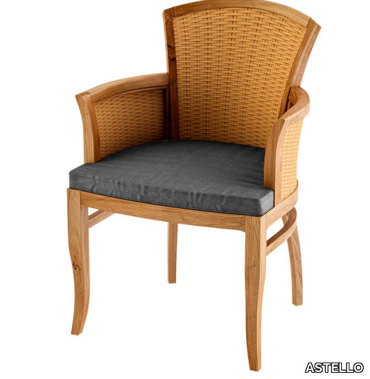 TOURNESOL - Deco teak garden chair with armrests _ ASTELLO