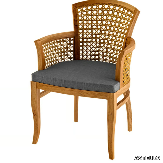 TOURNESOL - Deco teak garden chair with armrests _ ASTELLO