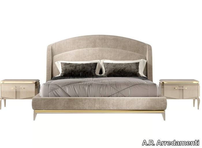 VICTOR - Upholstered leather double bed _ A.R. Arredamenti