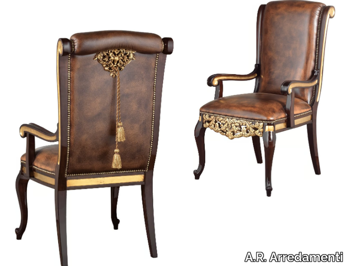 GRAND ROYAL - Upholstered leather chair with armrests _ A.R. Arredamenti