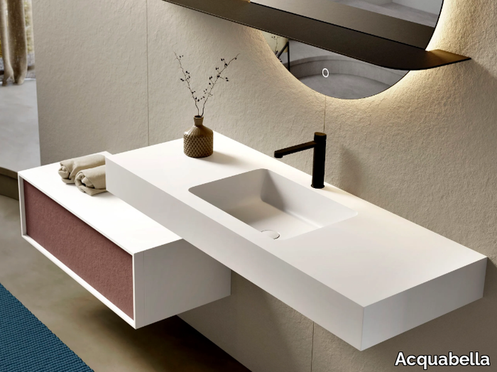 KIVU - Single Solid Surface vanity unit with integrated washbasin _ Acquabella