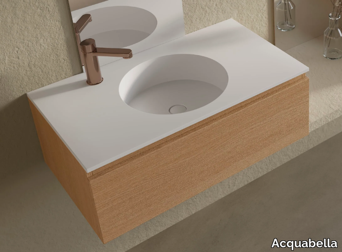 TAI - Wall-mounted Solid Surface vanity unit with integrated washbasin _ Acquabella