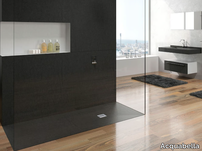 BASE NUDE - Built-in rectangular Akron© shower tray _ Acquabella