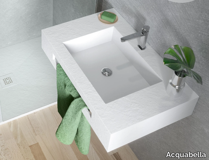 INTEGRA - Rectangular Akron© washbasin with towel rail _ Acquabella