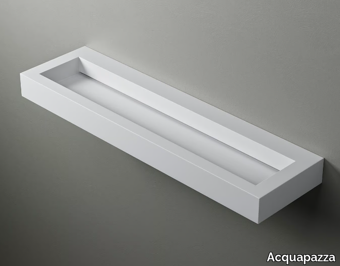 ICLOUD180 - Wall-mounted Corian® washbasin with integrated countertop _ Acquapazza