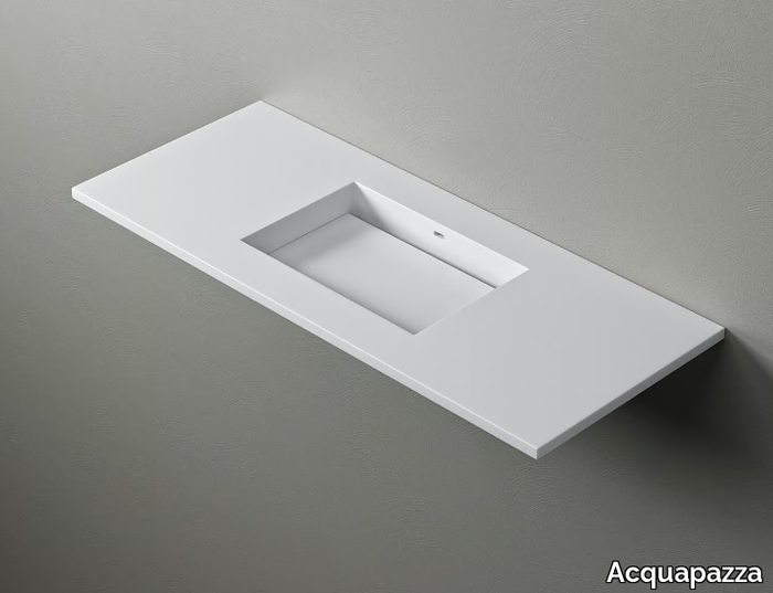 KUBE45 SLIDE - Rectangular Corian® washbasin with integrated countertop _ Acquapazza