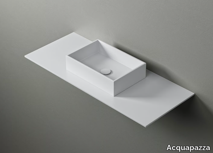 KUBE45 - Rectangular countertop Corian® washbasin _ Acquapazza