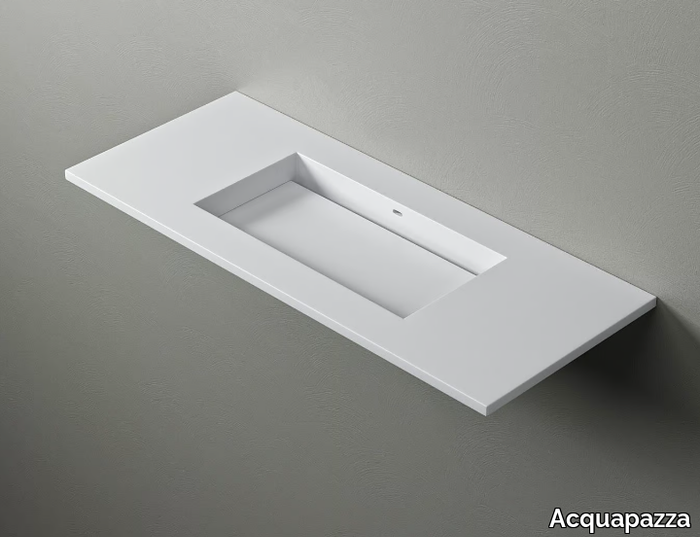 KUBE60 SLIDE - Rectangular Corian® washbasin with integrated countertop _ Acquapazza