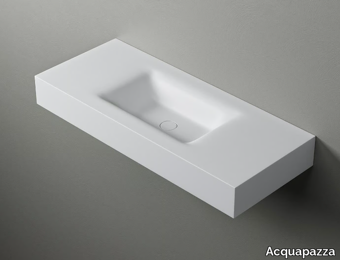 PEACY - Wall-mounted Corian® washbasin with integrated countertop _ Acquapazza