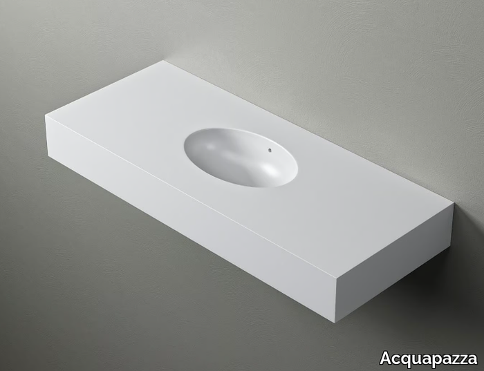 PEANUT - Wall-mounted Corian® washbasin with integrated countertop _ Acquapazza