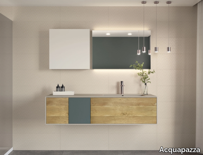 PLAY CONTRAST - Wall-mounted vanity unit with drawers _ Acquapazza