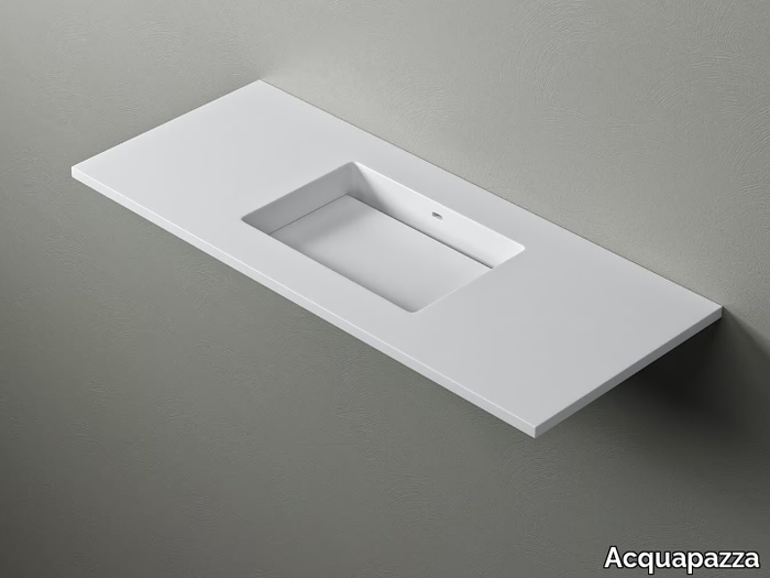 ROUNDED45 SLIDE - Rectangular Corian® washbasin with integrated countertop _ Acquapazza